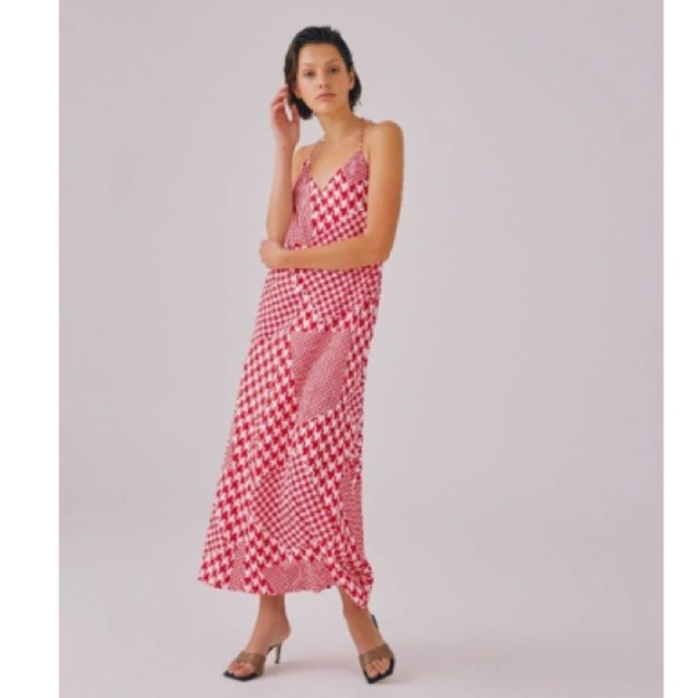 C/MEO Collective Just Asking Dress Red Houndstooth Size XS
